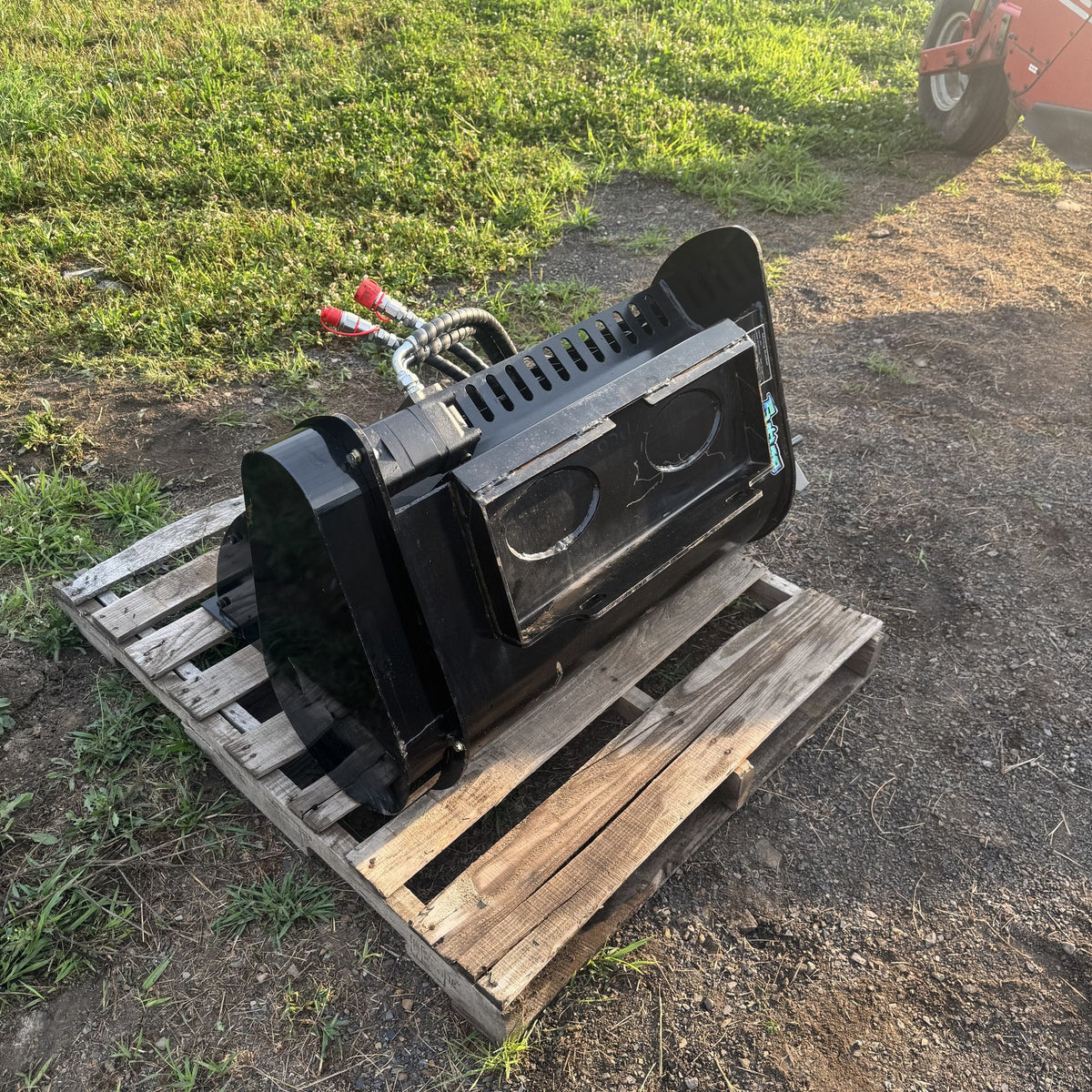 Mixer bucket rear three quarter view showing the mount plate