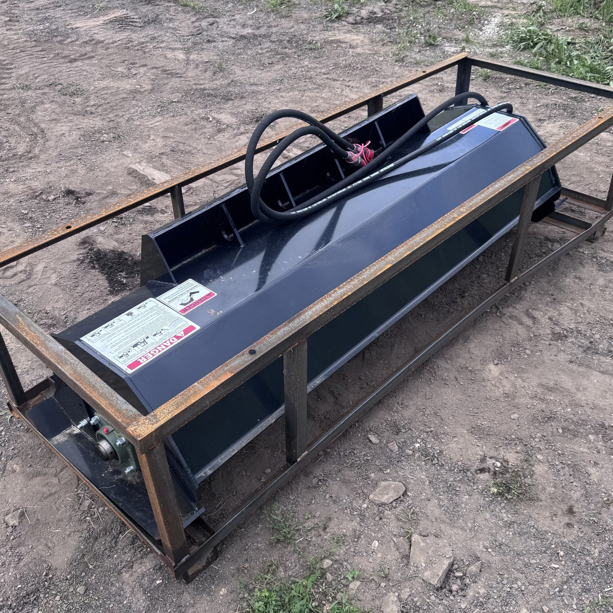 72 inch skid steer rototiller, full side view