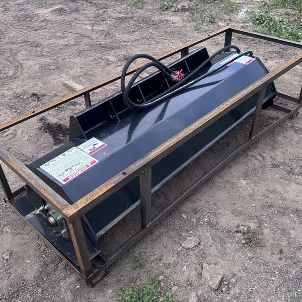 72 inch skid steer rototiller, full side view